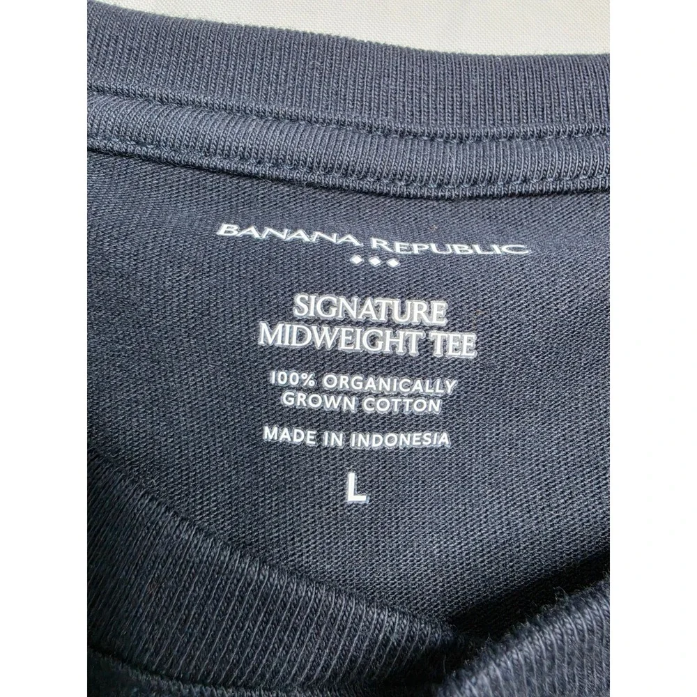 Banana Republic Signature Midweight Shirt Men Large Navy Henley Neck Relaxed Fit